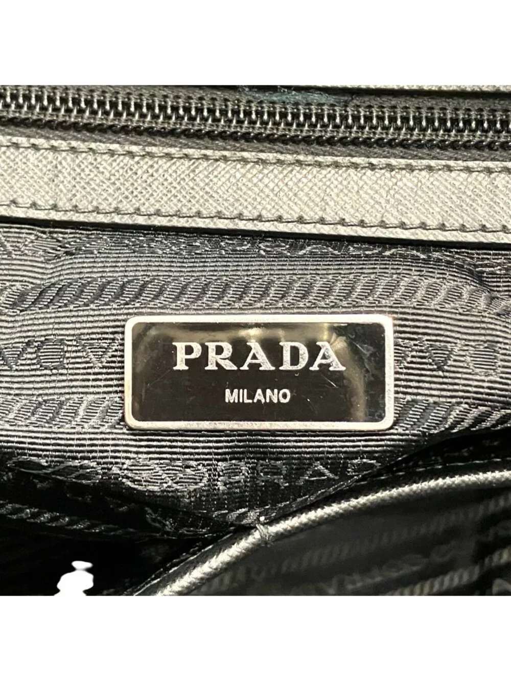 Prada Triangle Logo Briefcase Business Leather Nylon